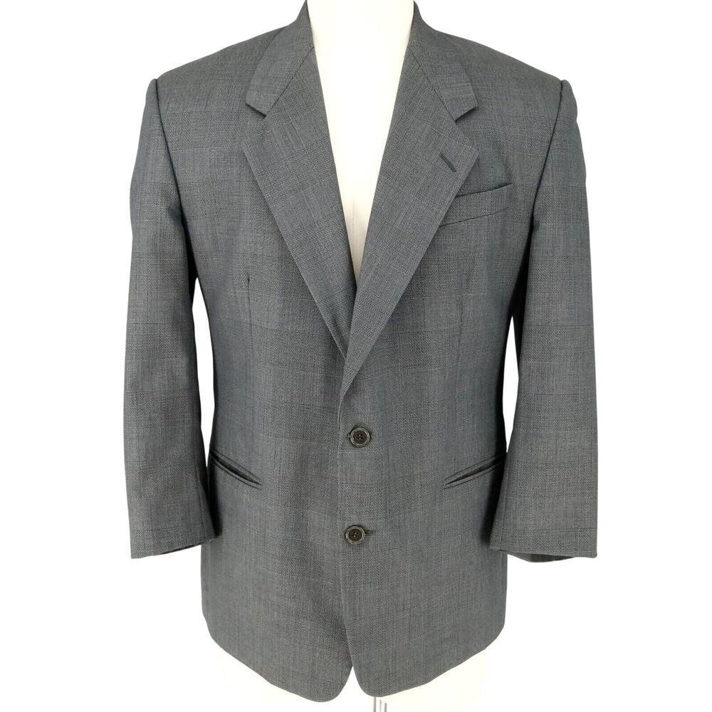 Yves Saint Laurent Sport Coat Mens 42R Gray Plaid Jacket Blazer Dillards Vintage